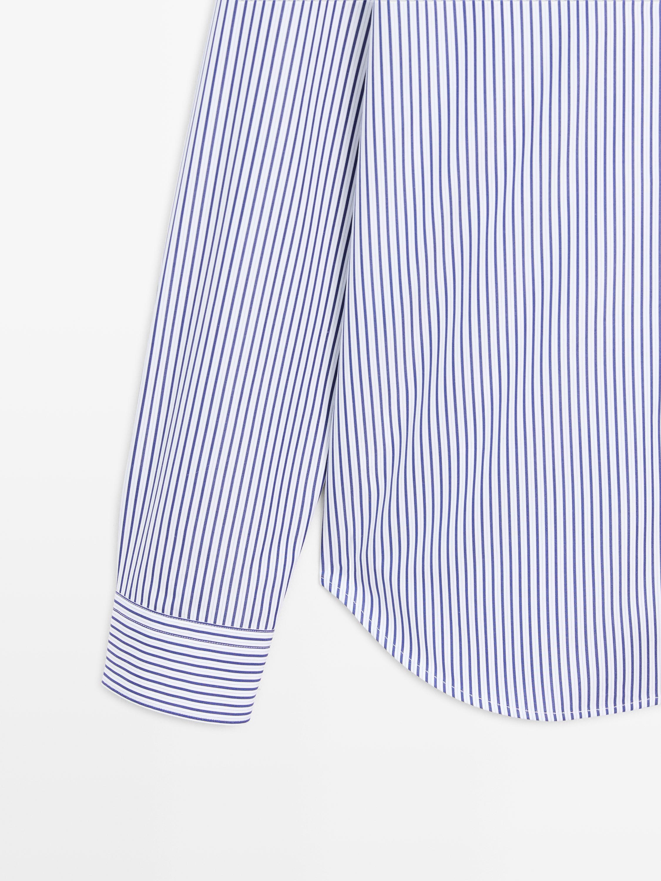 Regular fit striped 100% cotton shirt