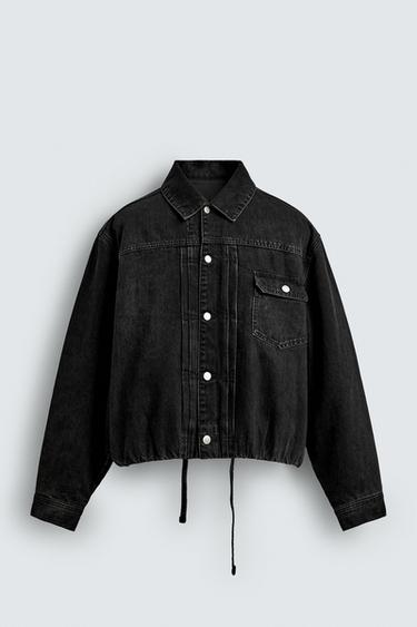 QUILTED BOXY FIT DENIM JACKET - Black by Zara