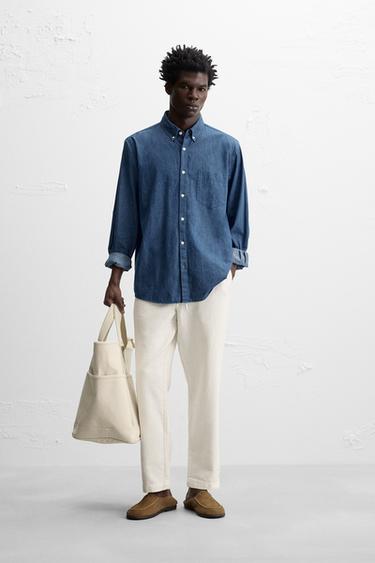 TEXTURED RELAXED FIT TROUSERS - Oyster-white by Zara