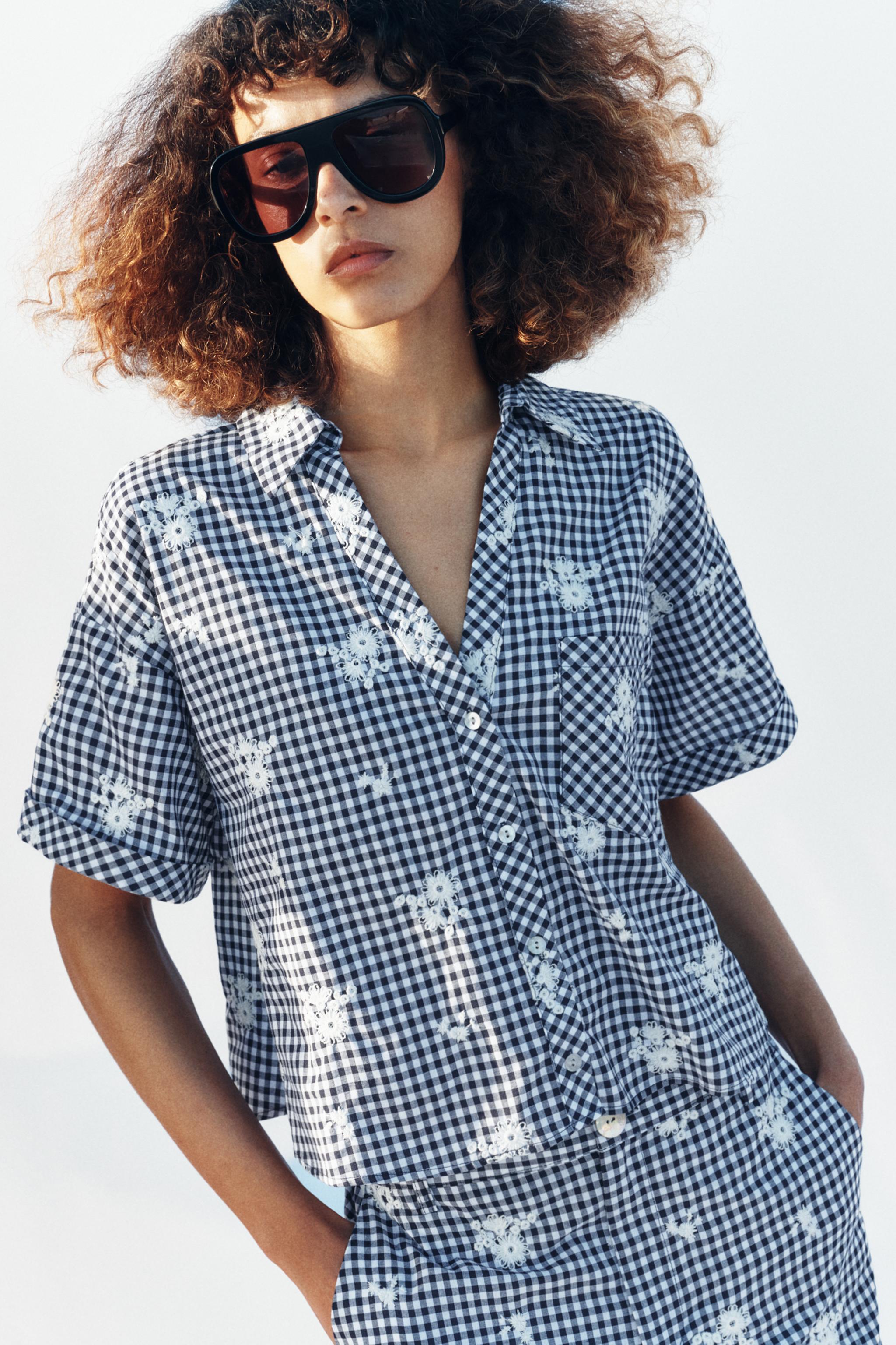 CHEMISE À CARREAUX BRODÉS
