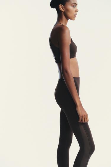 SEAMLESS COMBINED TULLE TOP - Brown by Zara - Image 3