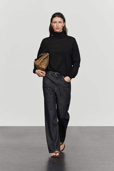Zara 100% wool turtleneck knit sweater - Black - Image 0