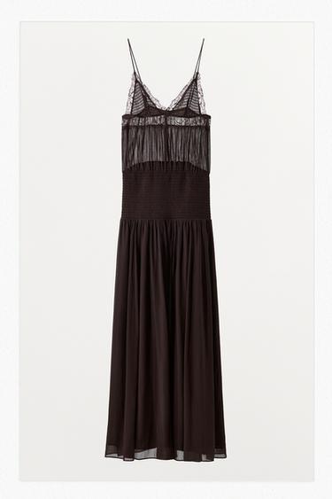 VESTIDO DE ALÇAS COM RENDA - GRENÁ da Zara
