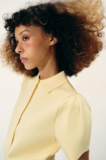 VESTE EN MAILLE AVEC NŒUD - Jaune de Zara - Image 3