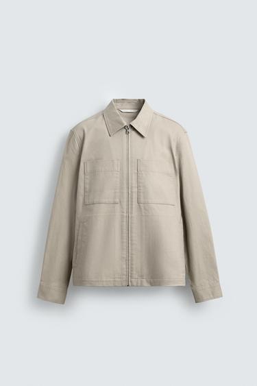SURCHEMISE REGULAR FIT À POCHES - Beige de Zara