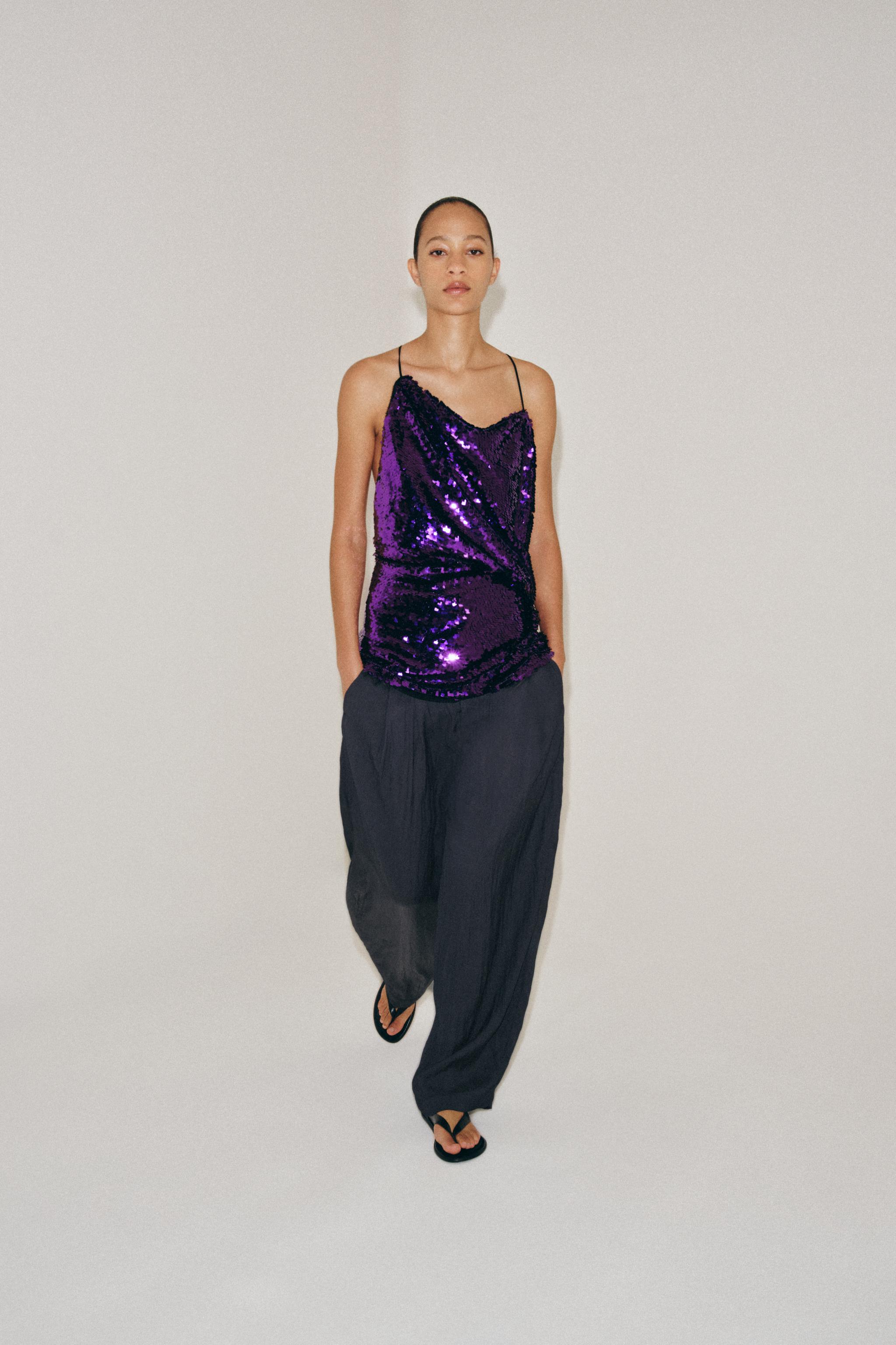 ZW COLLECTION SEQUIN DRAPED TOP