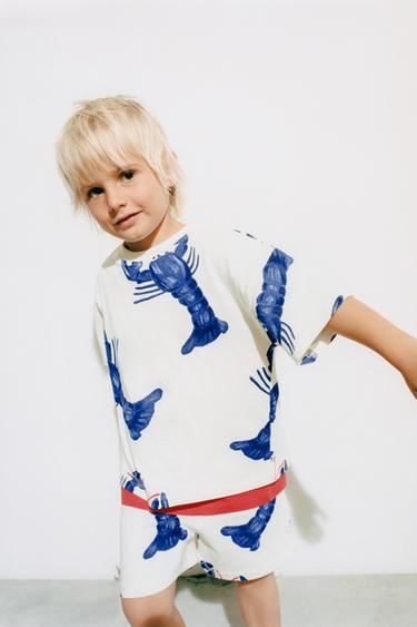 ENSEMBLE JOGGING T-SHIRT ET BERMUDA HOMARD - Bleu / Blanc de Zara