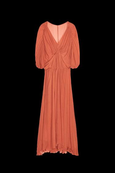 Zara DRAPED DRESS ZW COLLECTION - Brick - Image 0