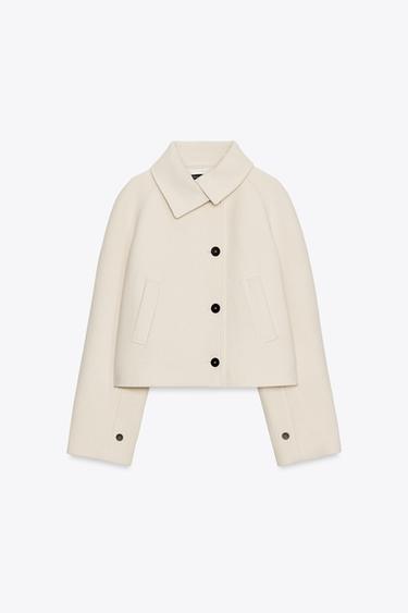 ZW COLLECTION SHORT WOOL TRENCH COAT - Ecru by Zara - Image 5