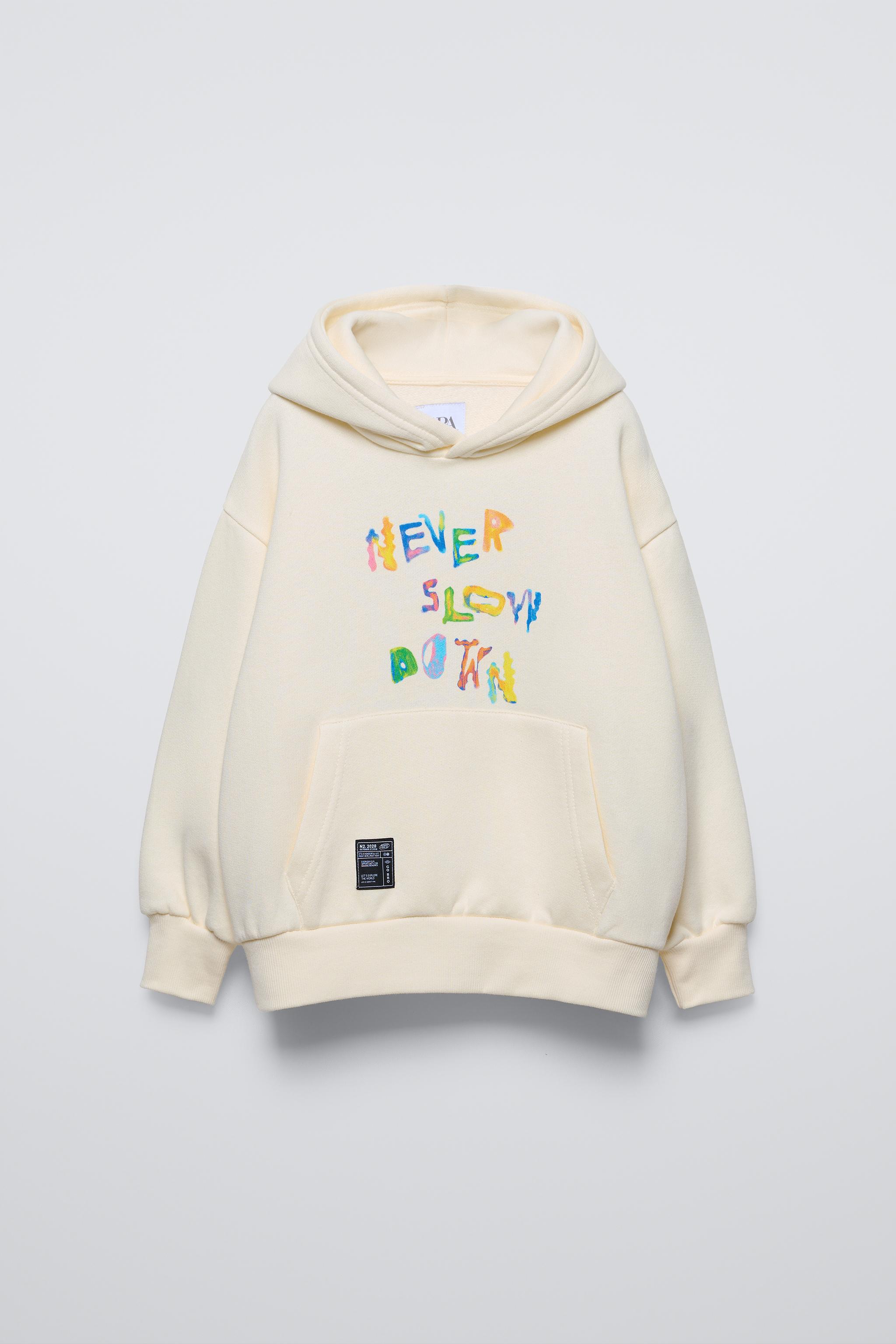 ZARA BLOGGER FAVORITE TEXT PRINT factory SWEATSHIRT