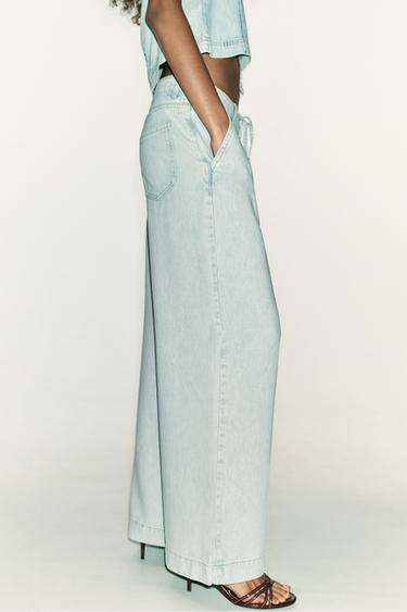 JEANS Z1975 WIDE LEG CORDÓN - Azul claro de Zara
