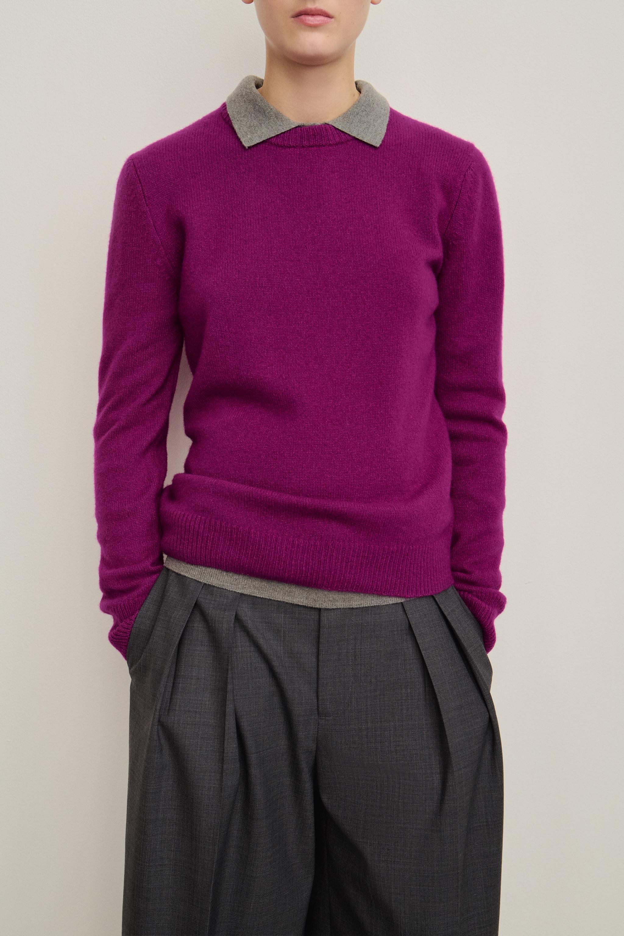 CASHMERE WOOL BLEND JUMPER — Eggplant
