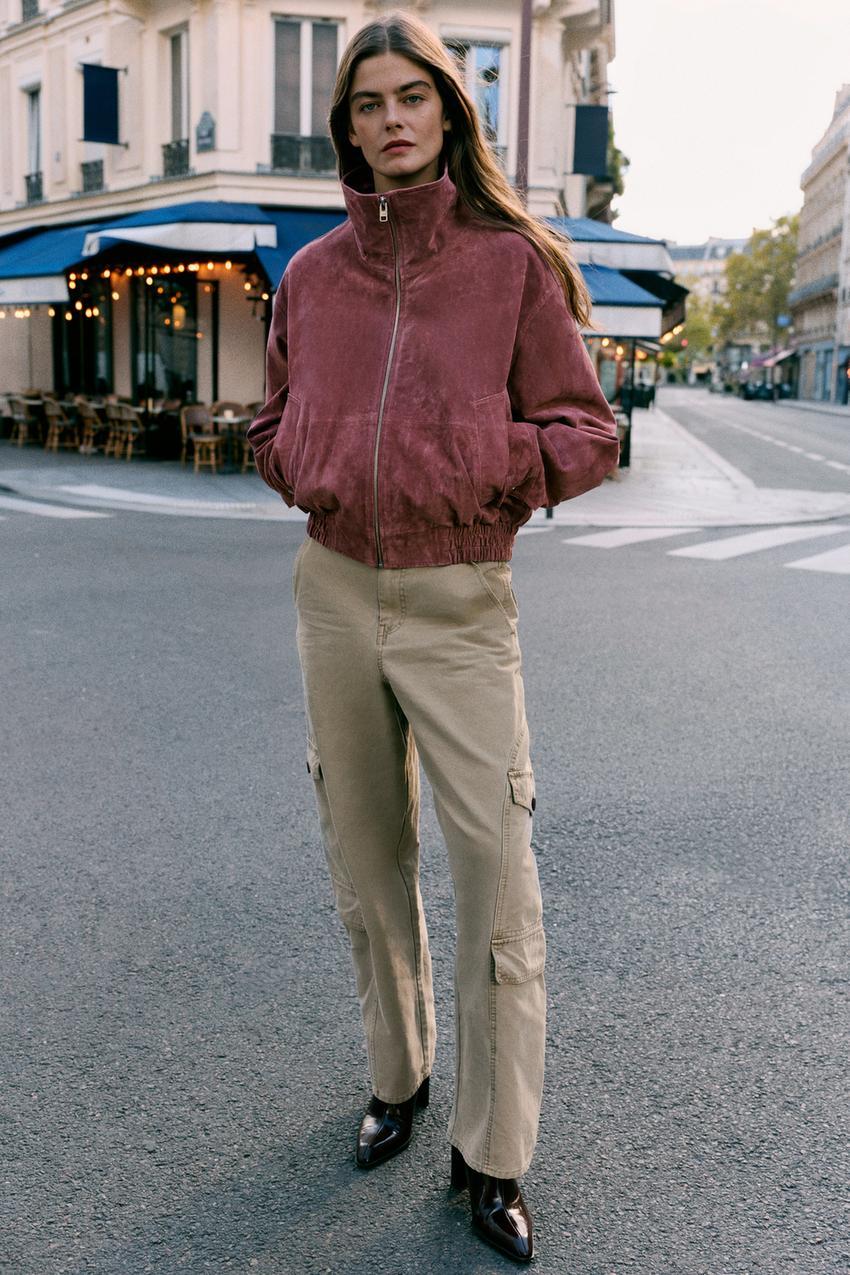 ジャケット・アウター saala 100% LEATHER HIGH NECK BOMBER JACKET - MARSALA | ZARA United States