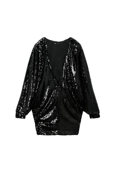 SEQUIN DRESS WITH A PLUNGING NECKLINE