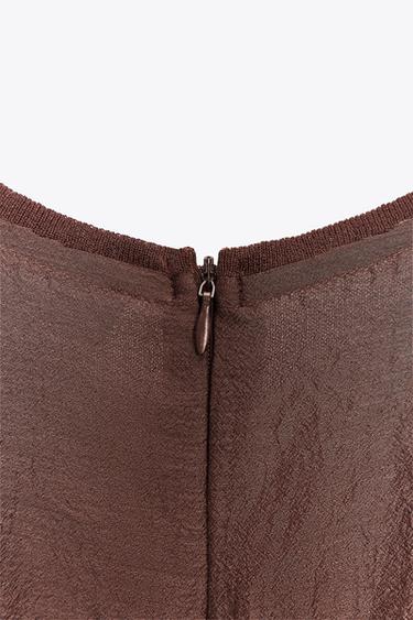 PLEATED WAIST KNIT DRESS WITH MATCHING DETAIL - Brown by Zara - Image 6