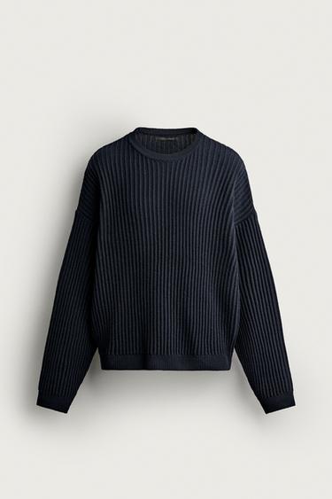 TEXTURED BOXY FIT JUMPER - Navy blue by Zara