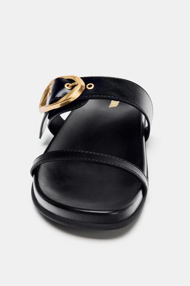 DOUBLE STRAP SANDALS WITH BUCKLE - Black by Zara - Image 4
