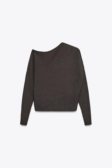 JERSEY ASIMÉTRICO PUNTO RIB - Khaki de Zara