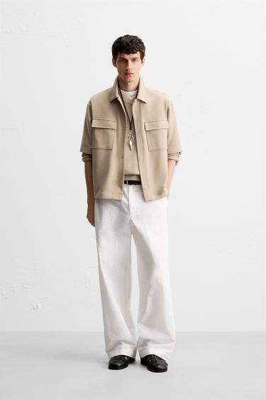 SOBRECAMISA BOLSILLOS - Beige de Zara - Imagen 0