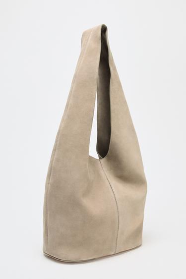 SPLIT SUEDE SHOULDER BAG - Taupe Grey by Zara - Image 2