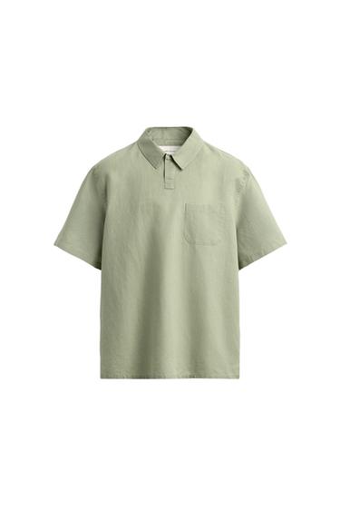 POLO REGULAR FIT CHANVRE ET COTON - Vert clair de Zara