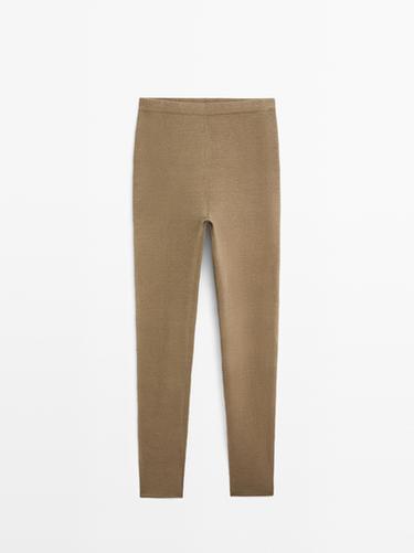 Zara Knit silk blend leggings - LIMITED - BEIGE
