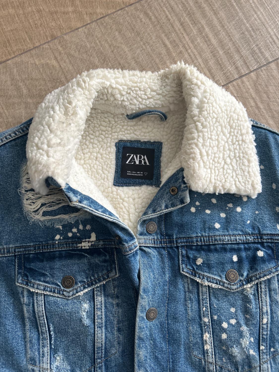 DENIM JACKET WITH FAUX SHEARLING INTERIOR - Image 3