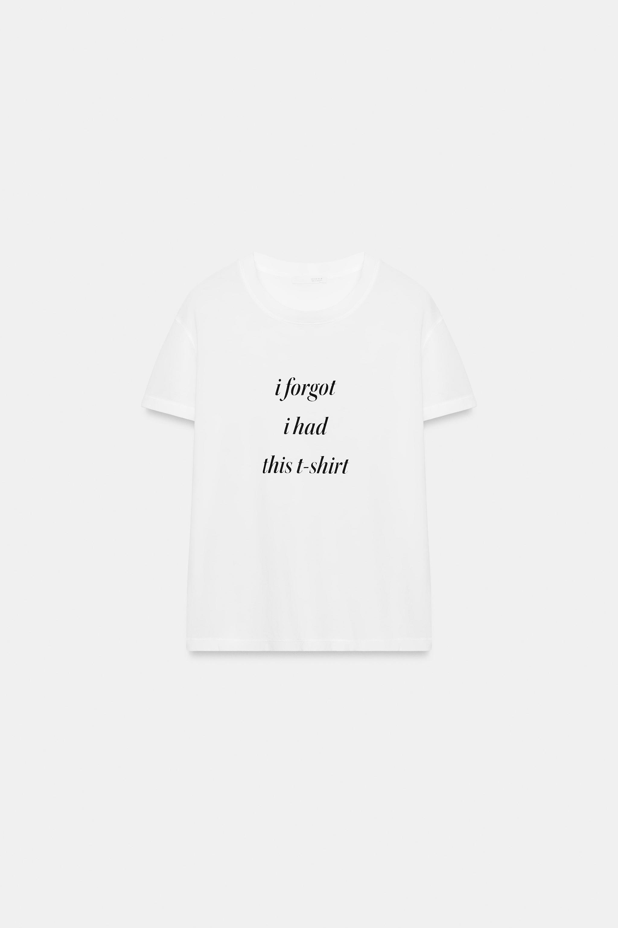 Женские футболки Zara FLUID TEXT T-SHIRT — фото 5