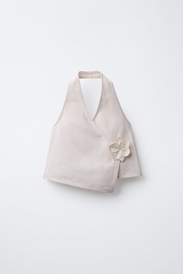 TOP CHALECO FLOR - Crema de Zara