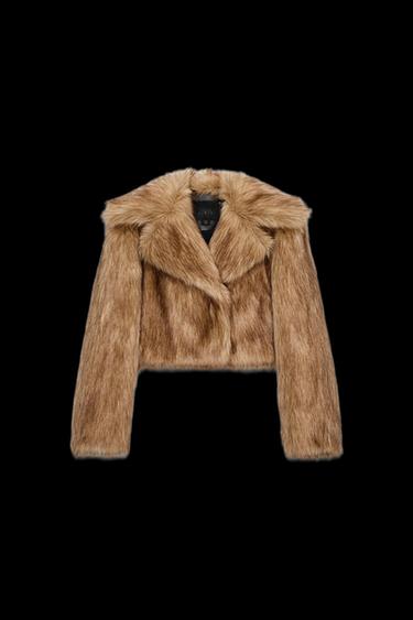 SHORT FAUX FUR JACKET ZW COLLECTION - Beige by Zara - Image 0