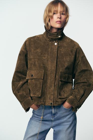 BLOUSON BOMBER 100 % CUIR - Kaki de Zara - Image 1