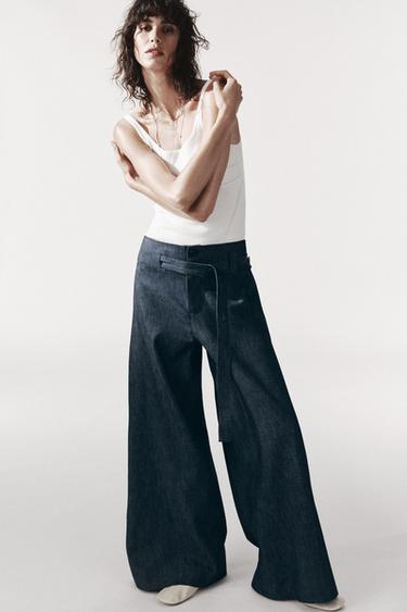 PANTALON À JAMBES LARGES ZW COLLECTION - Bleu de Zara - Image 1
