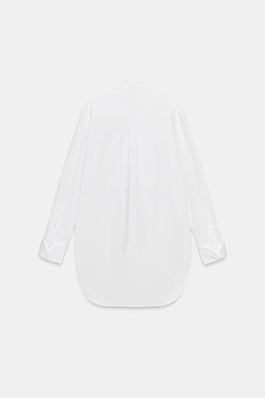 CHEMISE EN POPELINE À PLASTRON ZW COLLECTION - Blanc de Zara - Image 5