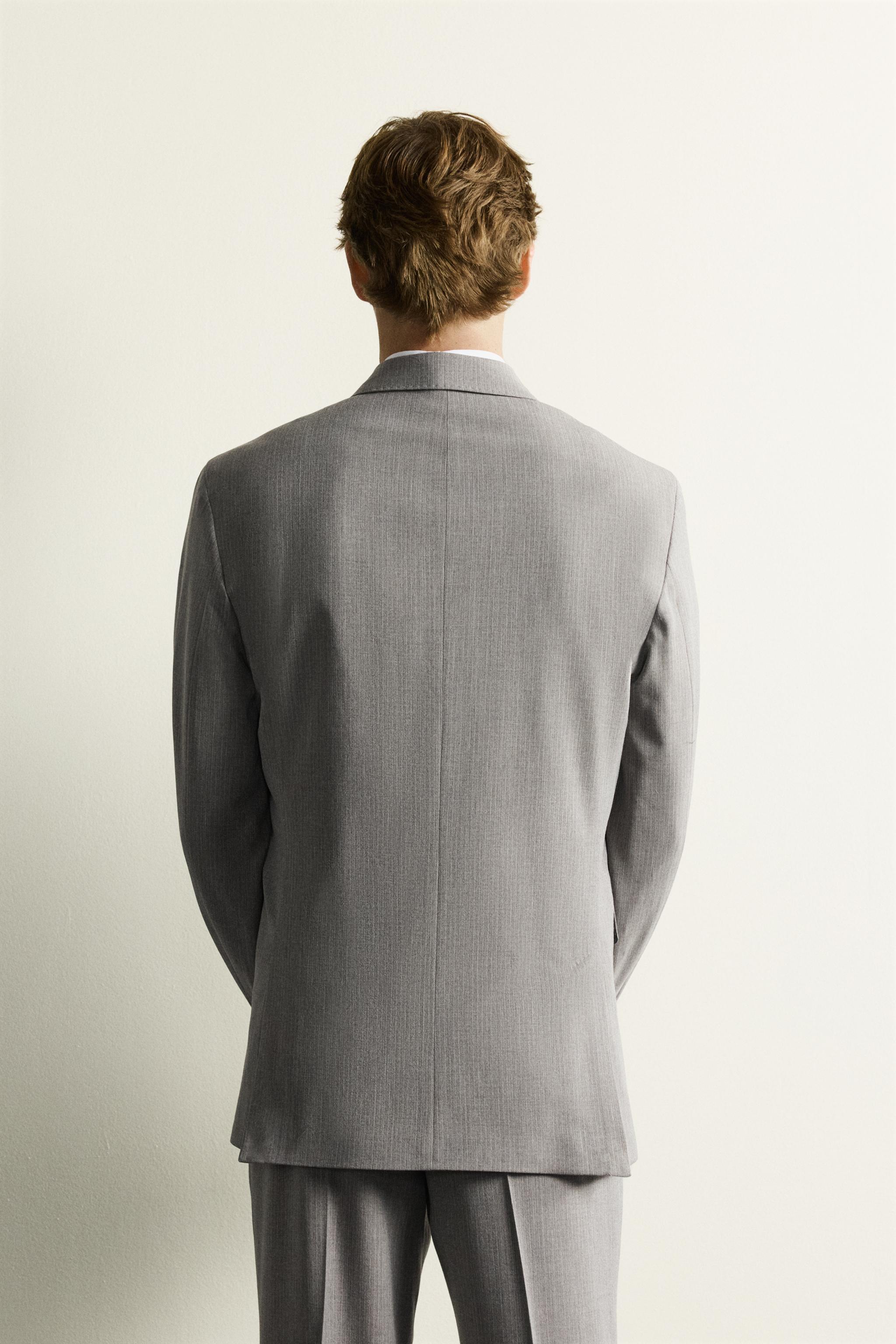 STRIPED DOUBLE BREASTED SUIT BLAZER