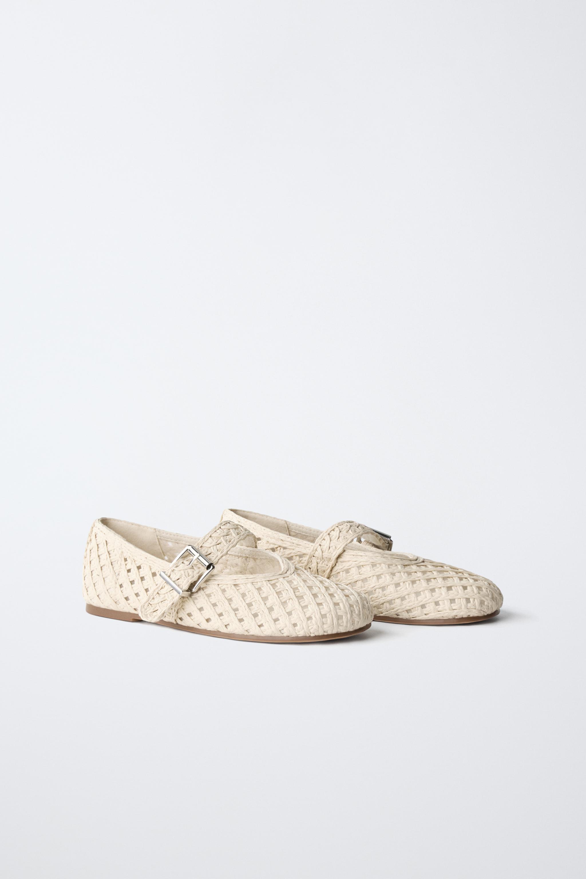 Обувь Zara RAFFIA EFFECT BALLET FLATS — фото 2