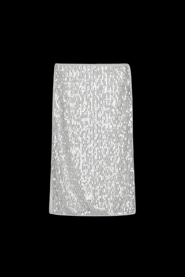 ZW COLLECTION SEQUIN MIDI SKIRT - Mid-grey by Zara - Image 0