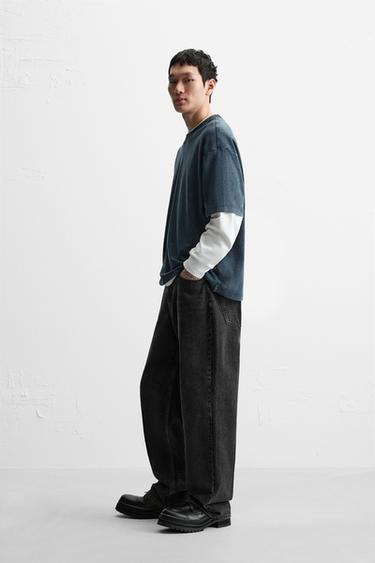 T-SHIRT RELAXED FIT DÉLAVÉ - Bleu / Gris de Zara - Image 3