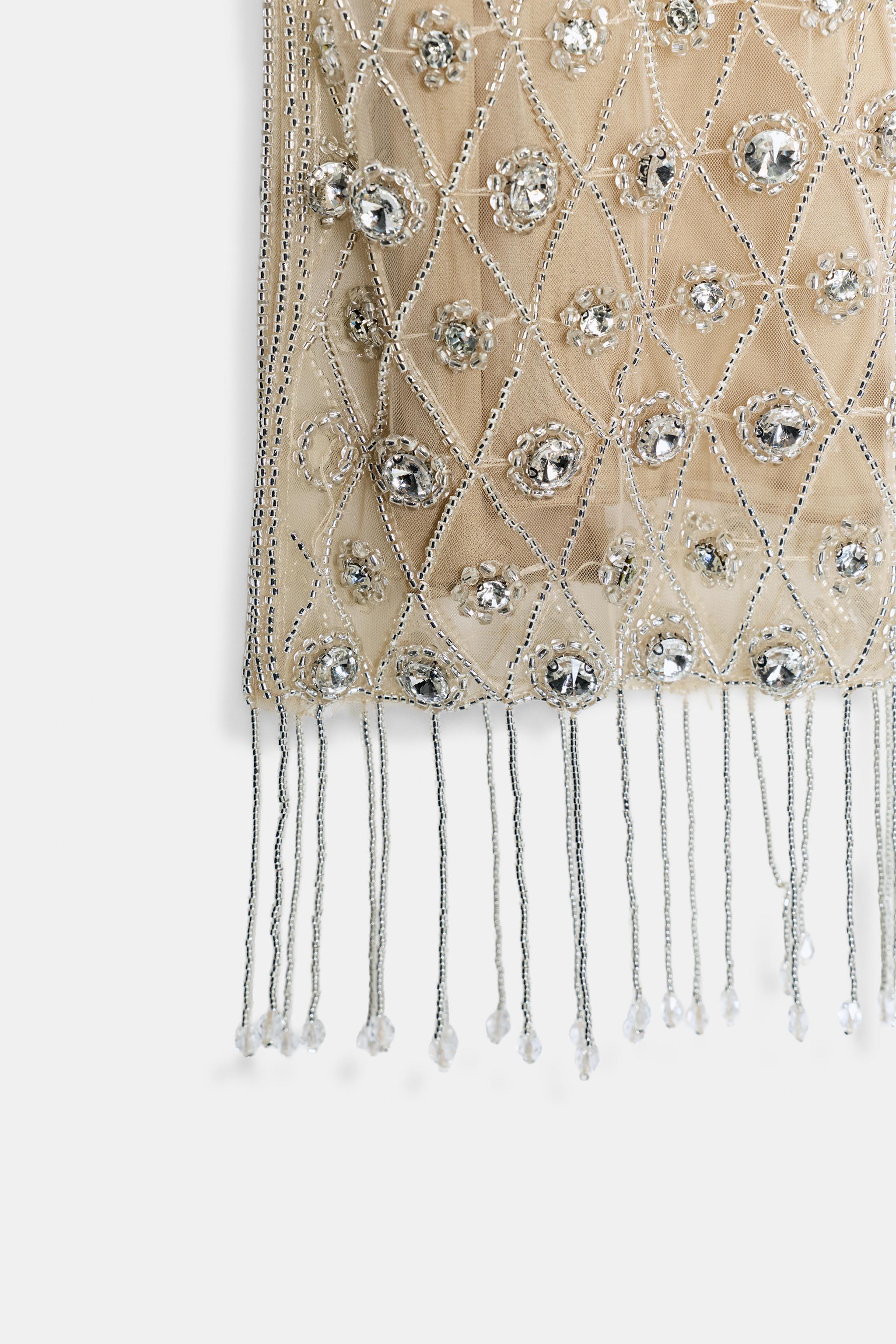 JEWEL BEADED SHORT DRESS - Silver | ZARA United States