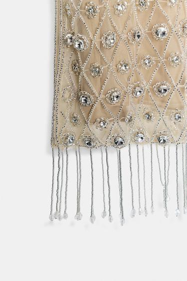 JEWEL BEADED MINI DRESS - Silver by Zara - Image 6