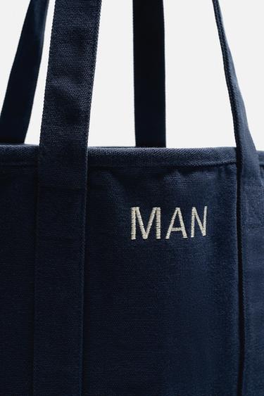 BOLSO SHOPPER TEJIDO - Azul de Zara