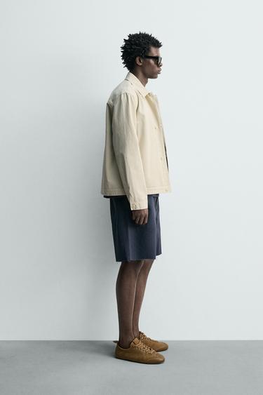 REGULAR FIT POPLIN OVERSHIRT - Sand by Zara - Image 3