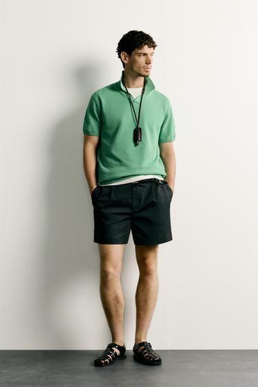 STRUCTURED REGULAR FIT KNIT POLO SHIRT - Green by Zara - Image 0