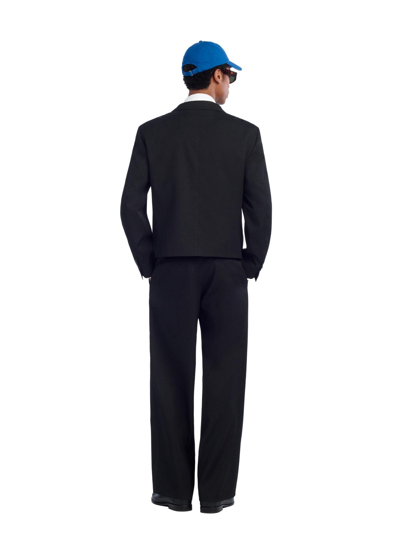 100% WOOL SUIT STRAIGHT FIT PANTS — Black