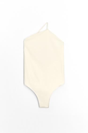 PLAIN ASYMMETRIC SWIMSUIT - Ecru by Zara