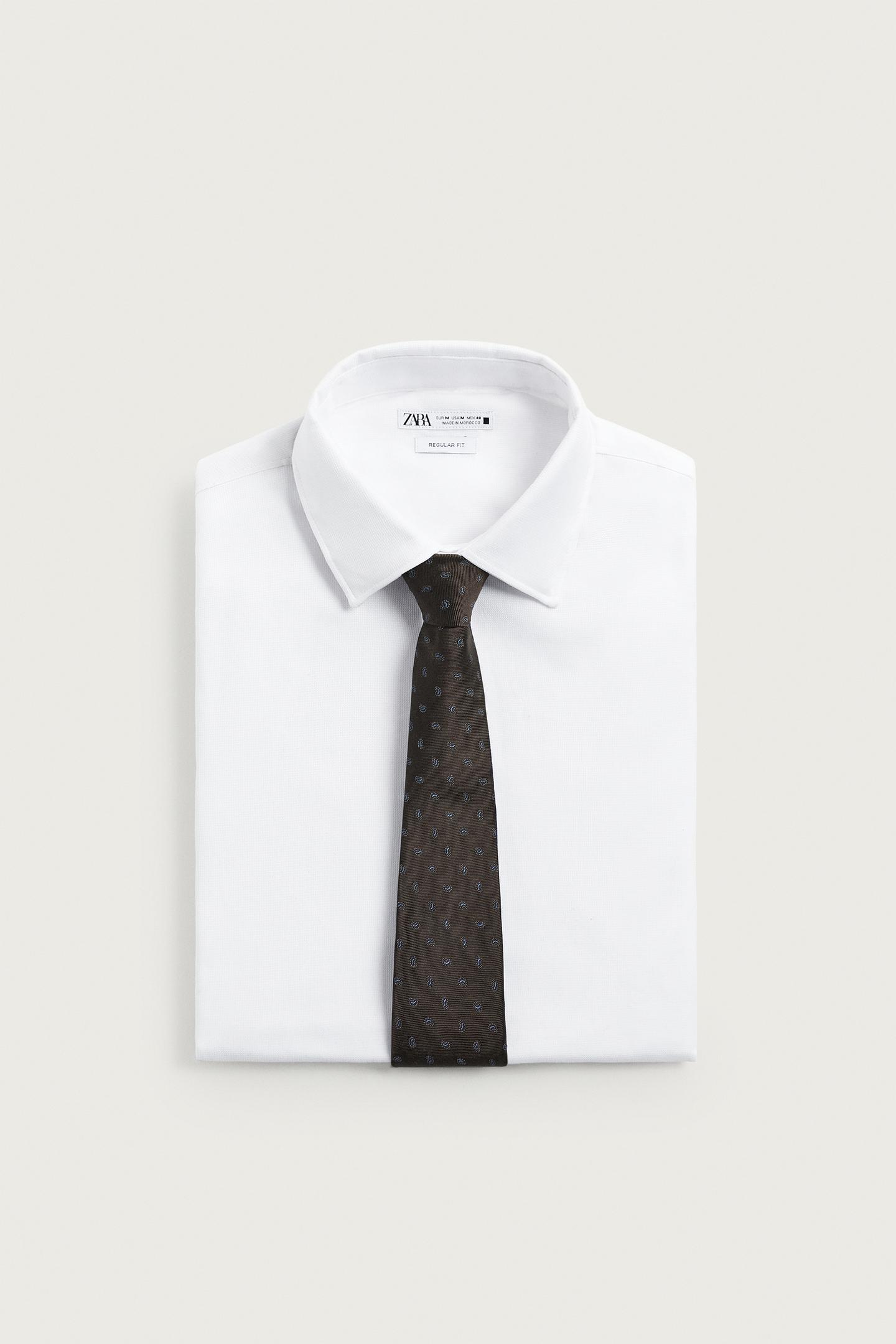 Мужской галстук Zara 100% Silk Paisley Jacquard Tie, цвет: Коричневый — фото 3