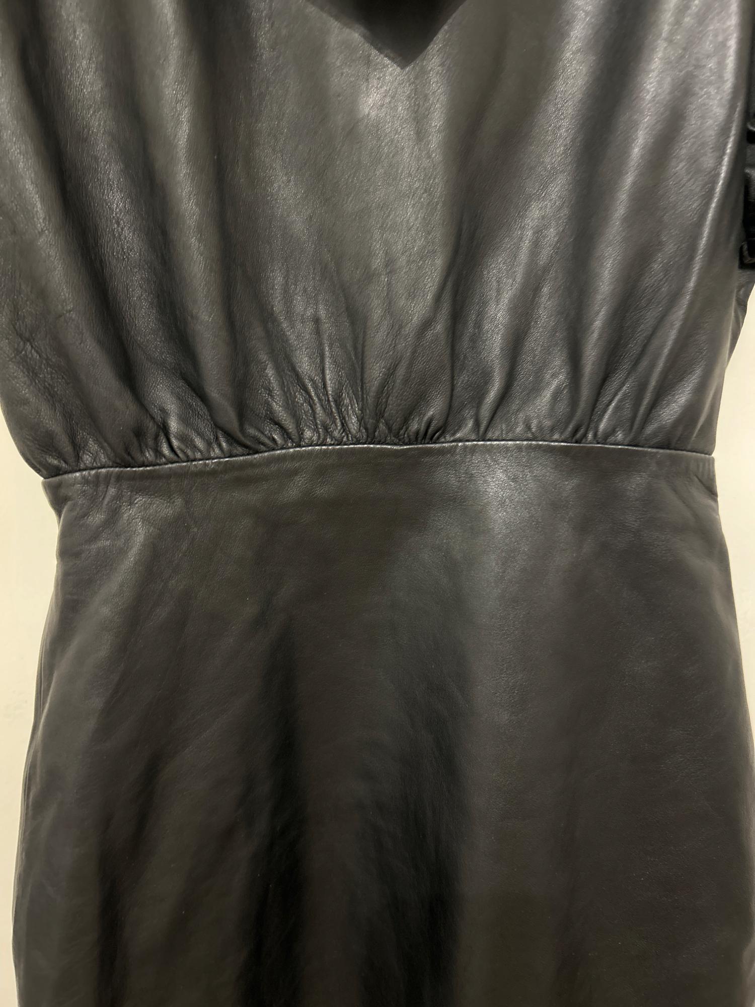 LEATHER DRESS WITH SCARF DETAIL