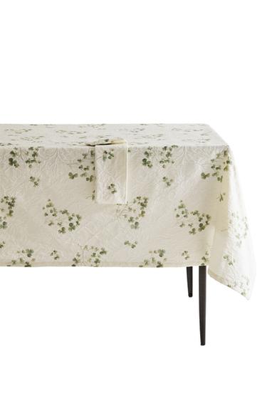 TOALHA DE MESA COM JACQUARD ESTAMPA DE TREVO - Verde da Zara