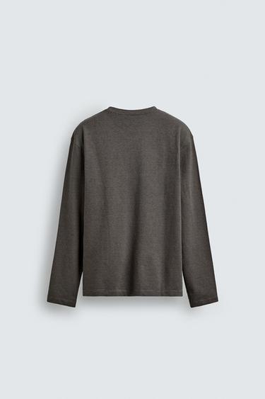 STRIPED LONG SLEEVE T-SHIRT - Dark brown by Zara - Image 7