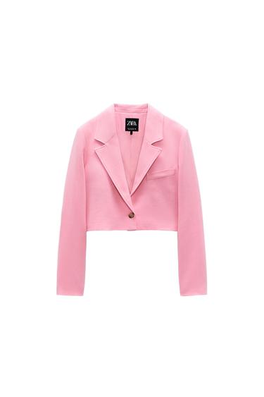 CROPPED BLAZER WITH TOPSTITCHING