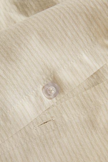 Zara STRIPED SEERSUCKER COTTON DUVET COVER - Beige